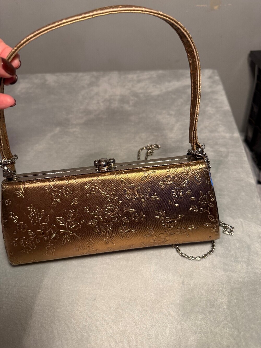 Sasha Handmade Embossed Gold Evening Clutch Bag